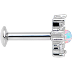 1/4 White Faux Opal Internally Threaded Star Flower Labret Monroe