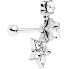 18G 1/4 Clear Gem Star Cartilage Tragus Earring
