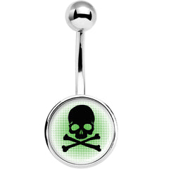 Green Black Skull Belly Ring
