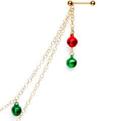 Handcrafted Gold Tone Anodized Christmas Bells Dangle Nipple Chain