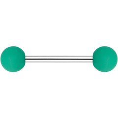 Green Silicone Coated Acrylic Ball End Barbell Tongue Ring