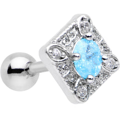 16G 1/4 Clear Aqua Gem Rococo Rhombus Tragus Cartilage Earring