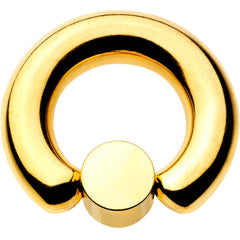 2G 9/16 Clear Gem 8mm Disc Gold IP BCR Captive Ring