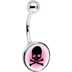 Pink Black Skull Belly Ring