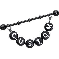 Handmade Custom Black Personalized Name Dangle Industrial Barbell 40mm