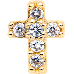 1/4 Clear CZ Internally Threaded Gold Tone Cross Labret Monroe