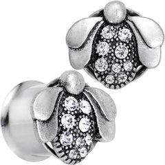 9/16 Clear Gem Steel Allow Me Ladybug Double Flare Tunnel Plug Set