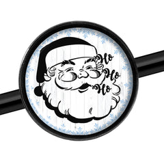 14G Christmas Retro Santa Ho Ho Ho Black Industrial Barbell 37mm