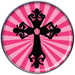 16G 1/4 Pink Black Radiant Cross Tragus Cartilage Earring