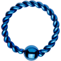 16G 5/16" Light Blue IP So Twisted Captive Style Seamless Ring