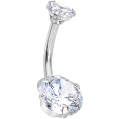 Clear Pink CZ Gem Alluring Elegance Dangle Belly Ring