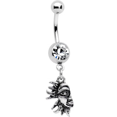 Clear Gem Sun Smile Puzzle Best Friend Dangle Belly Ring Set of 2