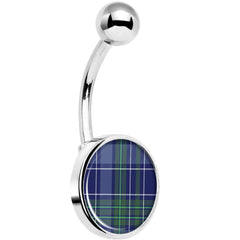 Holiday Blue Green Plaid Belly Ring