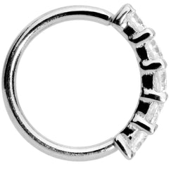 18G 1/4 Clear CZ Gem 14k White Gold Seamless Circular Ring