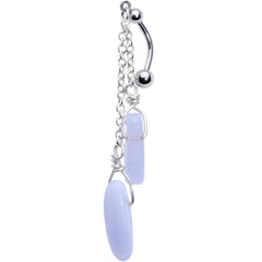 Handcrafted Blue Lace Agate Reversible Dangle Belly Ring
