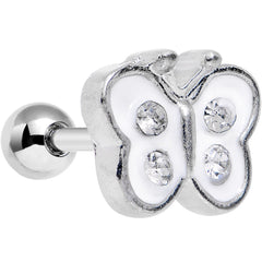 14G 1/4 Clear White Cutiepie Butterfly Tragus Cartilage Earring