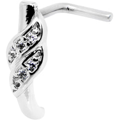 20G Clear CZ Swish Faux Hoop L Shaped Nose Ring