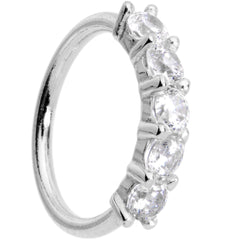 18G 1/4 Clear CZ Gem 14k White Gold Seamless Circular Ring