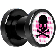 Pink Black Skull Black Anodized Screw Fit Plug Set 2G