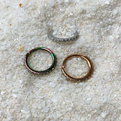 16G 5/16 Clear CZ Gem Rainbow Hinged Segment Ring