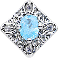 16G 1/4 Clear Aqua Gem Rococo Rhombus Tragus Cartilage Earring