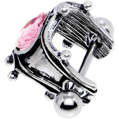 16G 1/2 Pink Gem Queen of Hearts Cuff Cartilage Earring