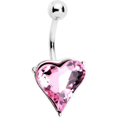 Pink Gem Huge Heart Belly Ring
