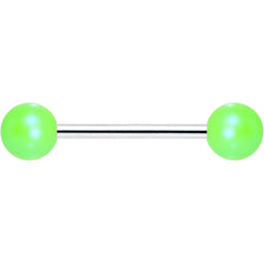 Matte Iridescent Neon Green 6mm Acrylic Ball Barbell Tongue Ring