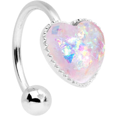 White Faux Opal Sacred Heart Non Pierced Ear Cuff