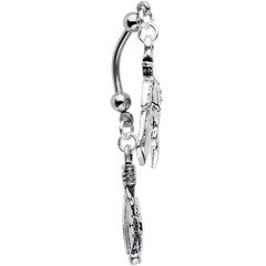 Handcrafted Viking Axe and Helmet Double Mount Dangle Belly Ring