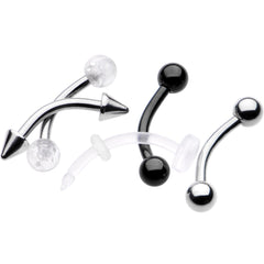 16G 5/16 Curved Barbell Eyebrow Ring Set of 5