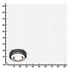 Mens Center Solid Carbon Fiber Ridged Stainless Steel Ring