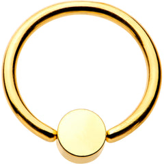 16G 3/8 Clear Gem 4mm Disc Gold IP BCR Captive Ring