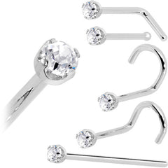 Solid 14K White Gold 2mm Genuine Diamond Nose Ring