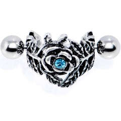 16G 1/2 Aqua Gem Floral Wreath Cuff Cartilage Earring