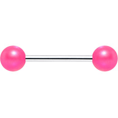 Matte Iridescent Neon Pink 6mm Acrylic Ball Barbell Tongue Ring