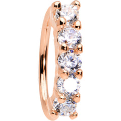 20G 5/16 Clear CZ Rose Gold IP Quintet Seamless Circular Ring