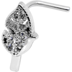 18G Clear CZ Leaf Faux Hoop L Shaped Nose Ring