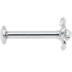 5/16 White Faux Opal Internally Threaded Hollow Flower Labret Monroe