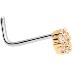 1/4 Clear CZ Gem Gold Tone Cute Cluster L Shaped Nose Ring