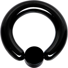 6G 1/2 White Faux Opal 6mm Disc Black IP BCR Captive Ring
