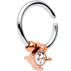 16G Rose Gold Tone Clear Gem Drop Annealed Seamless Circular Ring