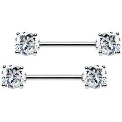 14G 9/16 Multi Color Gem Fun Barbell Nipple Ring Pack Set of 6