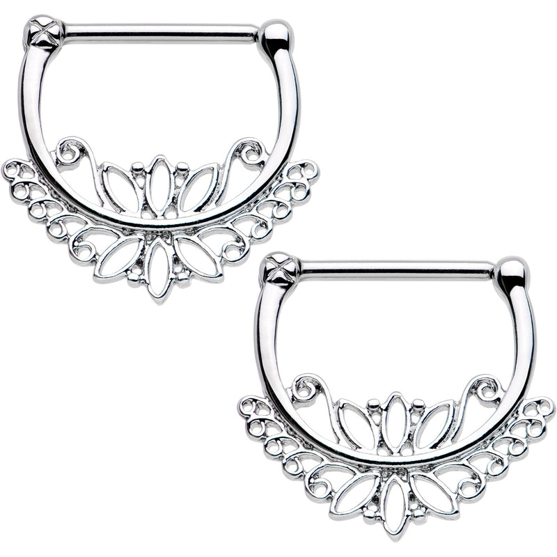 14G 1/2 Blooming Lotus Flower Nipple Clicker Set