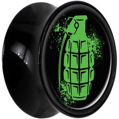 Black Acrylic Green Grenade Saddle Plug Set 5/8