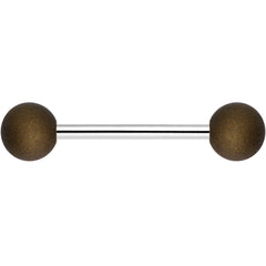Brown Silicone Coated Acrylic Ball End Barbell Tongue Ring