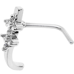 18G Clear CZ Bling Faux Hoop L Shaped Nose Ring