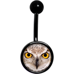 Full Color Owl Black Belly Ring