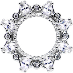 00G Clear Gem Flower Frame Screw Fit Tunnel Plug Set
