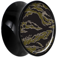 Black Acrylic Tiger Camo Print Saddle Plug Set 9/16